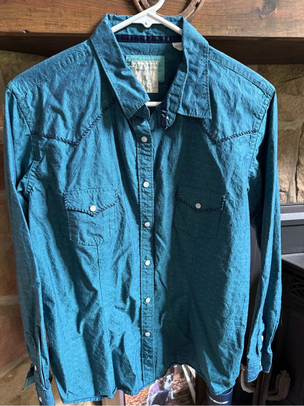 Men's Teal Western Snap-Front Shirt
